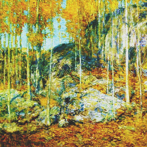 Autumn in Old Lyme by American Impressionist Painter Childe Hassam Counted Cross Stitch Pattern