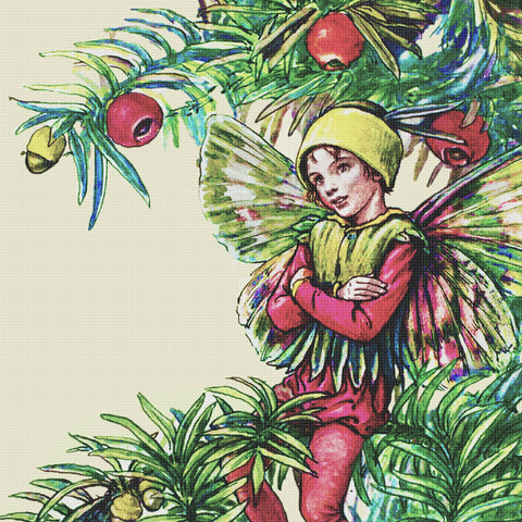 The Yew Garden Fairy by Cicely Mary Barker Counted Cross Stitch Pattern DIGITAL DOWNLOAD