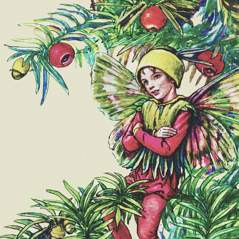 The Yew Garden Fairy by Cicely Mary Barker Counted Cross Stitch Pattern
