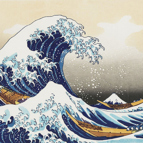 Hokusai Great Wave Detail -Square Design Counted Cross Stitch Pattern-16 Count DIGITAL DOWNLOAD