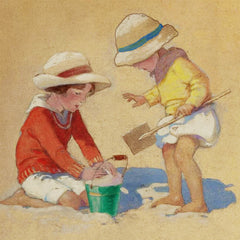 Brothers Playing at The Beach By Jessie Willcox Smith Counted Cross Stitch Pattern