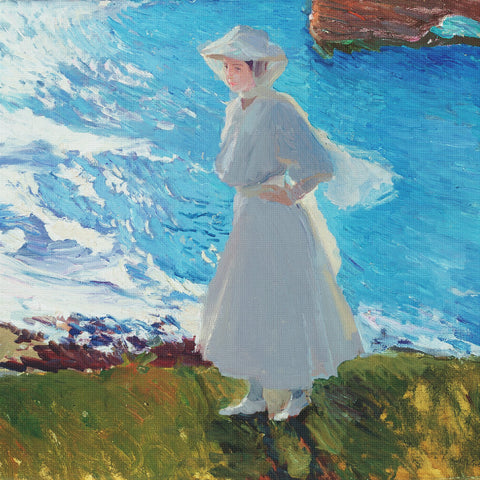 Maria On Beach at Biarritz by Joaquin Sorolla y Bastida Counted Cross Stitch Pattern