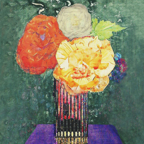 Vase of Begonia Flowers Inspired by Charles Rennie Mackintosh Counted Cross Stitch Pattern