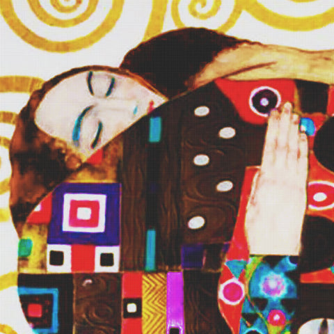 Gustav Klimt's The Lovers Detail Counted Cross Stitch Pattern