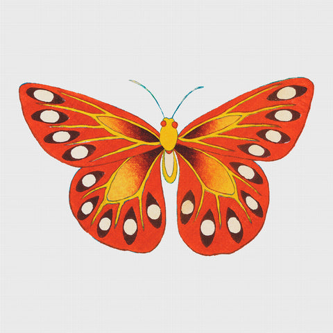 Colorful Orange Gold Butterfly Counted Cross Stitch Pattern