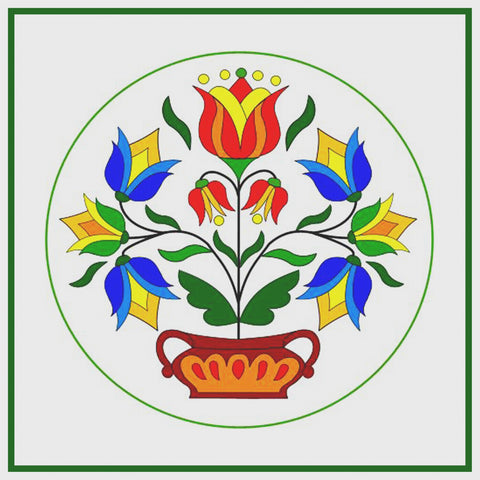 Pennsylvania Dutch Folk Art Hex Design # 14 Counted Cross Stitch Pattern