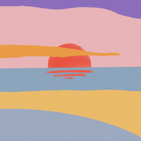 A Summer Sunset Counted Cross Stitch Pattern-7 DMC Colors