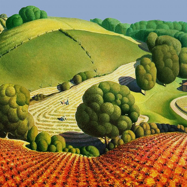Planting Young Corn by American Painter Grant Wood Counted Cross