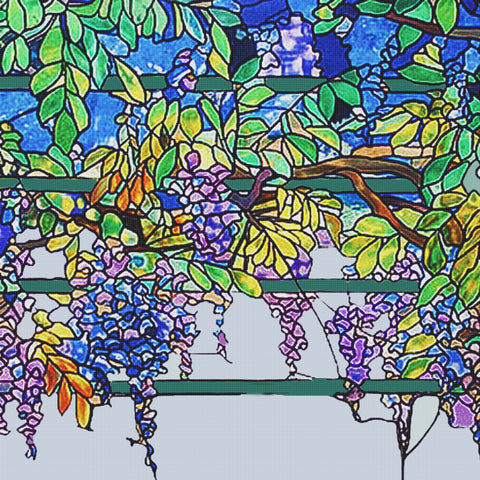 Louis Comfort Tiffany Wisteria Square Design Counted Cross Stitch Pattern DIGITAL DOWNLOAD