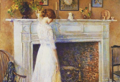 In The Old House by American Impressionist Painter Childe Hassam Counted Cross Stitch Pattern
