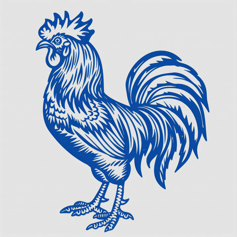 Folk Art Rooster in Blue Counted Cross Stitch Pattern Counted Cross Stitch Pattern DIGITAL DOWNLOAD