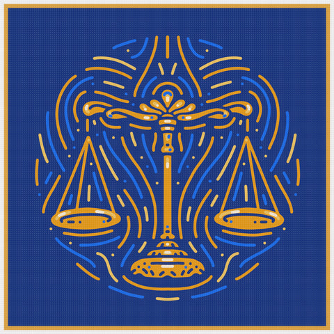 Libra Art Deco Zodiac Counted Cross Stitch Pattern