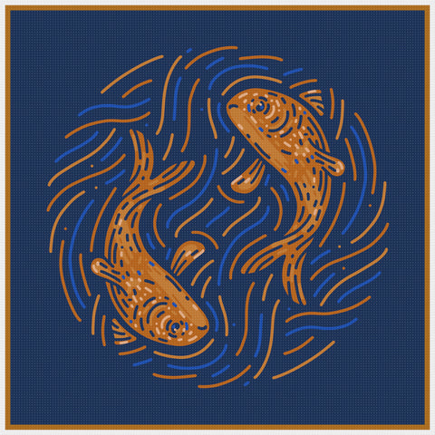 Pisces Art Deco Zodiac Counted Cross Stitch Pattern
