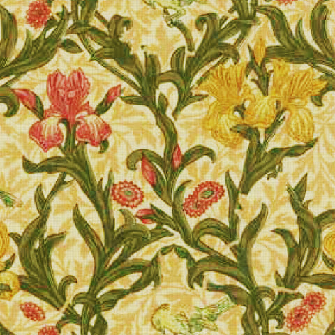 Bird and Iris Flowers in Golds By May Morris Counted Cross Stitch Pattern