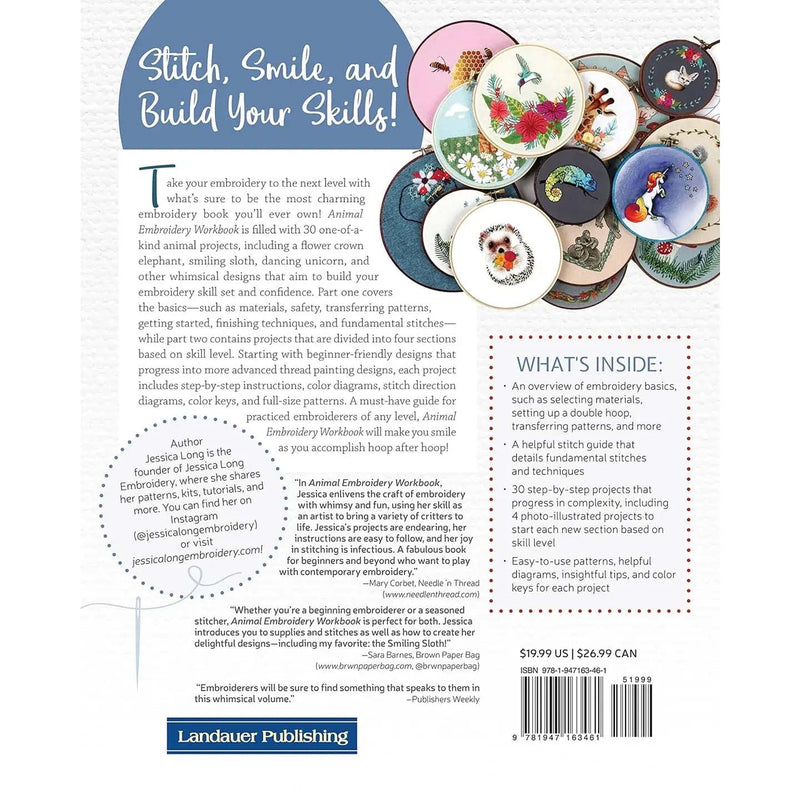 Animal Embroidery Workbook - Step-By-Step Techniques By Jessica Long