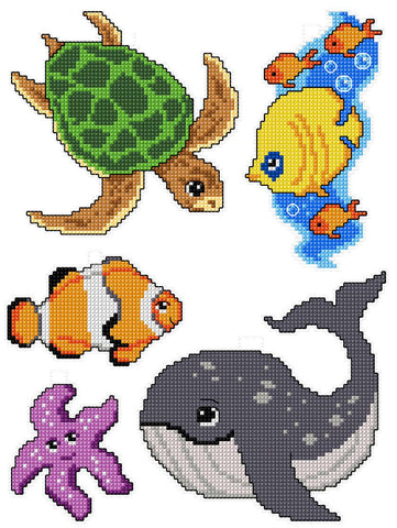 Sea Dweller-Ocean Friends on Plastic Canvas Counted Cross Stitch Kit from Crafting Spark