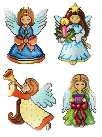 4-Beautiful Angels on Plastic Canvas Counted Cross Stitch Kit from Crafting Spark