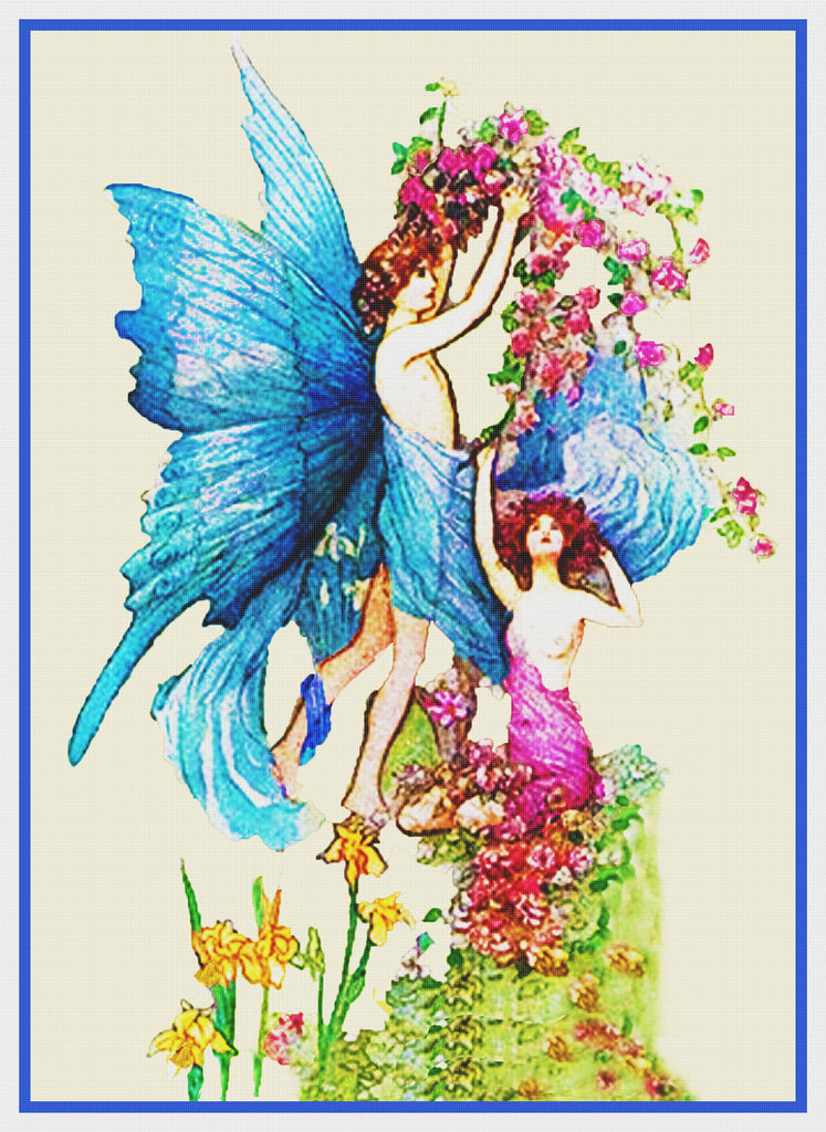 Fairies and Flowers by Warwick Goble 'sCounted Cross Stitch Chart Pattern