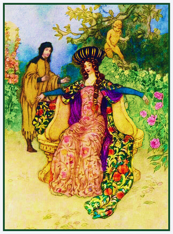 Rosamund In The Thrall by Warwick Goble Counted Cross Stitch Chart Pattern