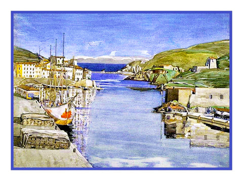 Southern Port Landscape Inspired by Charles Rennie Mackintosh Counted Cross Stitch Pattern