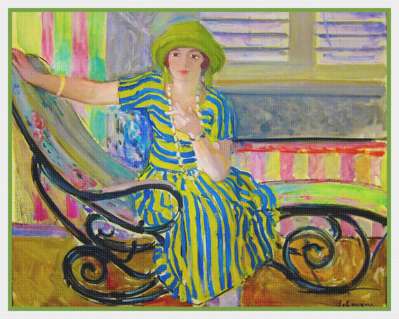 cigarette cross stitch quirky design inspired by Van Goghs iconic art Art Deco Woman Smoking a