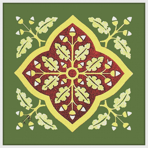 AWN Pugin Leaf Tile Orenco Originals Counted Cross Stitch Chart Pattern