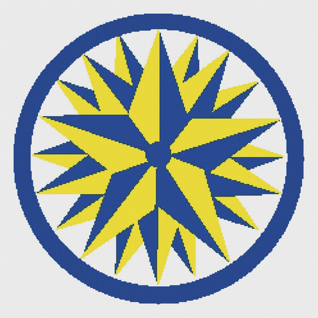 Tri Star Hex Sign From Pennsylvania Dutch Folk Art Counted Cross Stitc ...