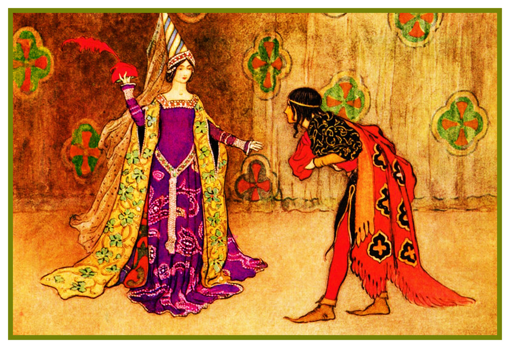 The Invisible Prince and the Queen by Warwick Goble Counted Cross Stitch Pattern