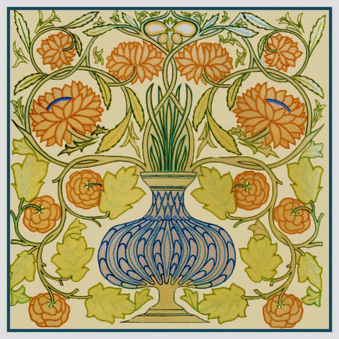 Dahlia Pot By May Morris Counted Cross Stitch Pattern DIGITAL DOWNLOAD