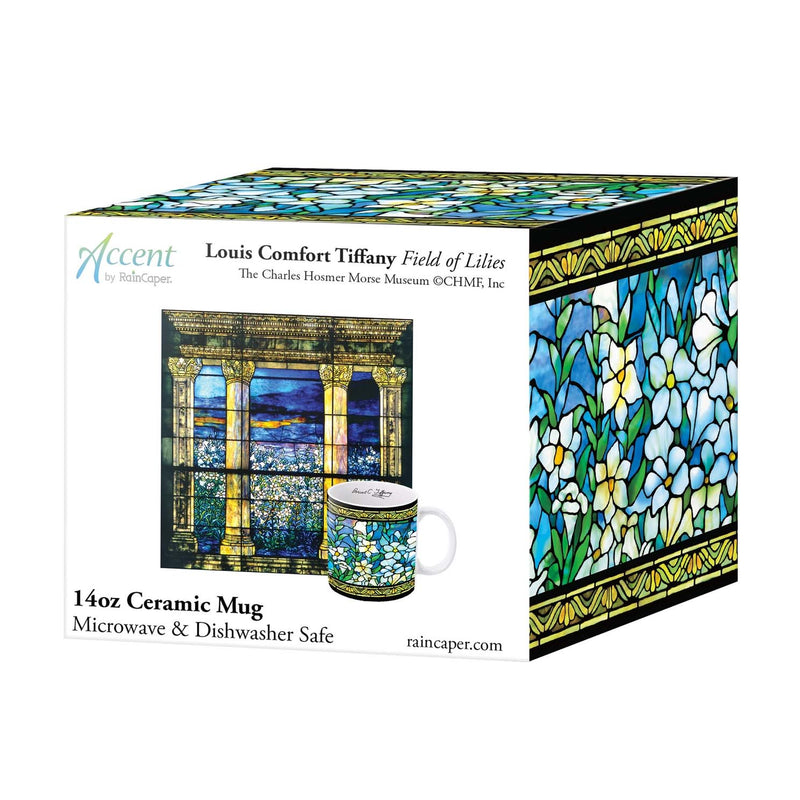 14 oz Ceramic Mug - Tiffany Field of Lilies From Rain Capers
