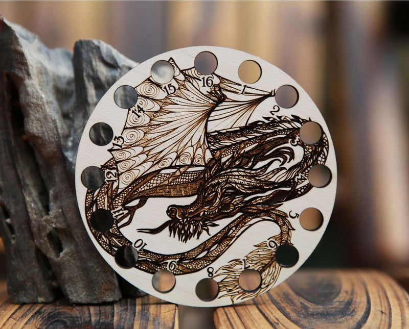 Dragon Embroidery Floss Storage Holder - Circle Maple Wood From Sunrise Grove