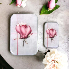 Pink Magnolia Tin NEEDLE CASE NEEDLE ORGANIZER-Small