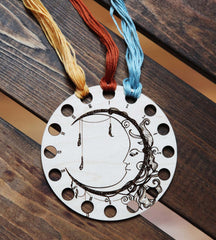 Crescent Moon Maple Wood Thread Storage Holder From Sunrise Grove