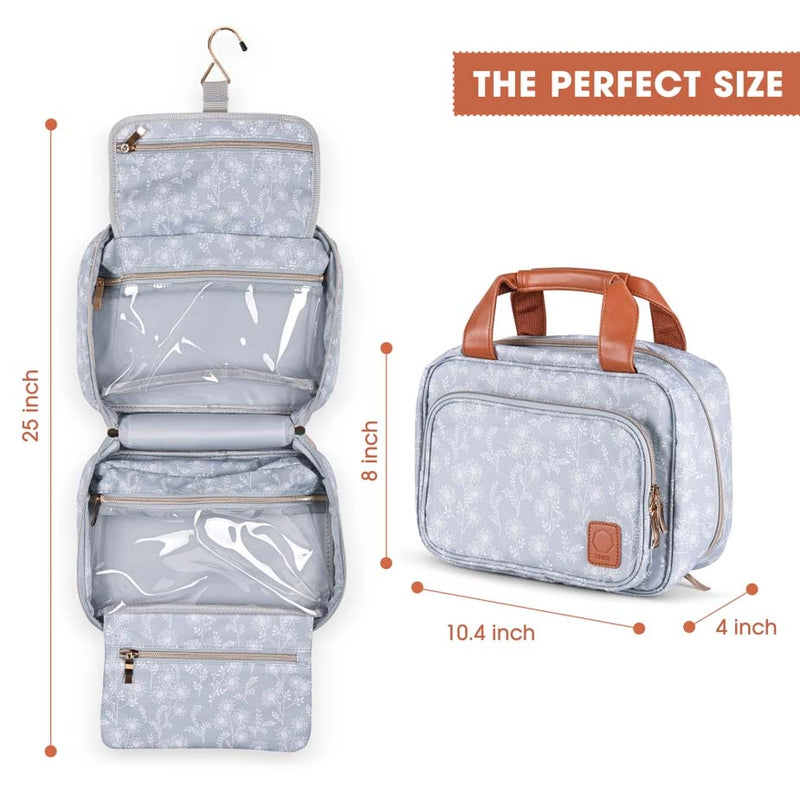 Blue Multi Compartment Travel Bag with Hanging Hook - Stitching Accessories Craft Organizer