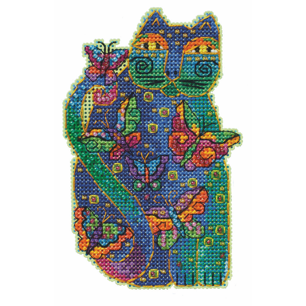 Flutterby Cat By Laurel Burch for Mill Hill Counted Cross Stitch Kit