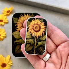 Beautiful Sunflower  Notions Tin NEEDLE CASE NEEDLE ORGANIZER-Small