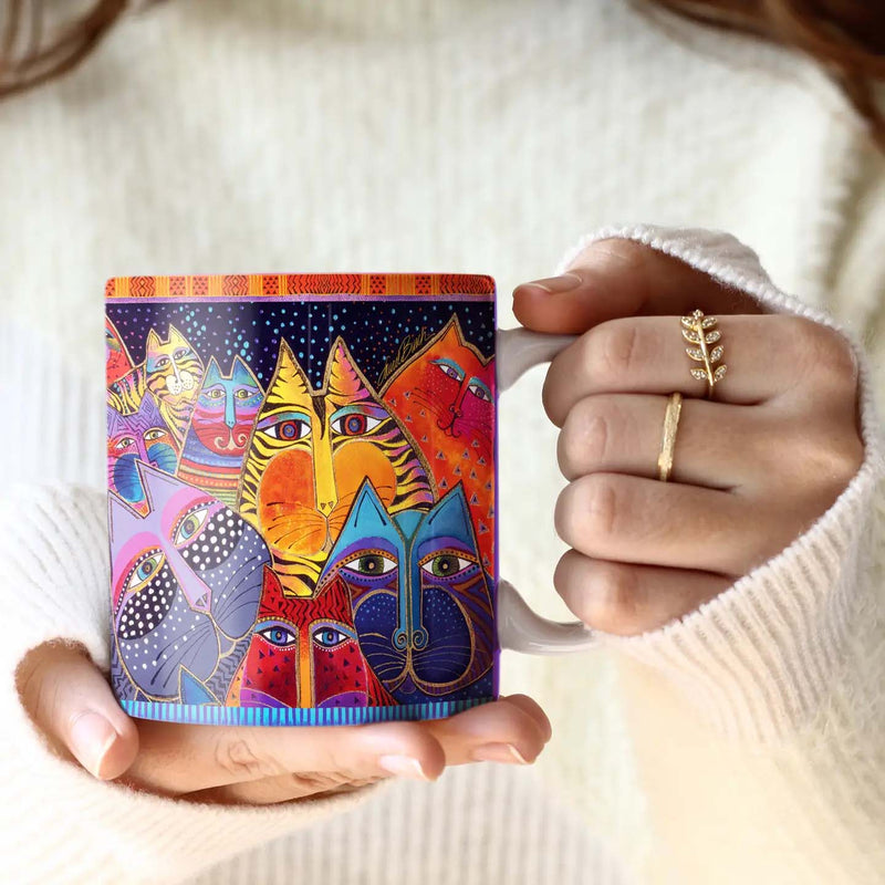 14 oz Ceramic Mug - Laurel Burch Fantasticats From Rain Capers