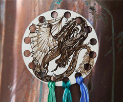 Dragon Embroidery Floss Storage Holder - Circle Maple Wood From Sunrise Grove