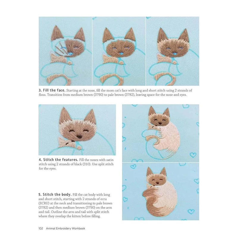 Animal Embroidery Workbook - Step-By-Step Techniques By Jessica Long
