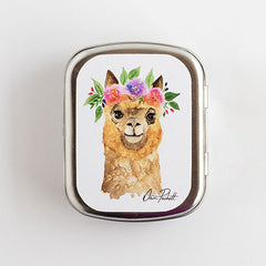Flower Alpaca Tin NEEDLE CASE NEEDLE or STITCH MARKER STORAGE - ORGANIZER