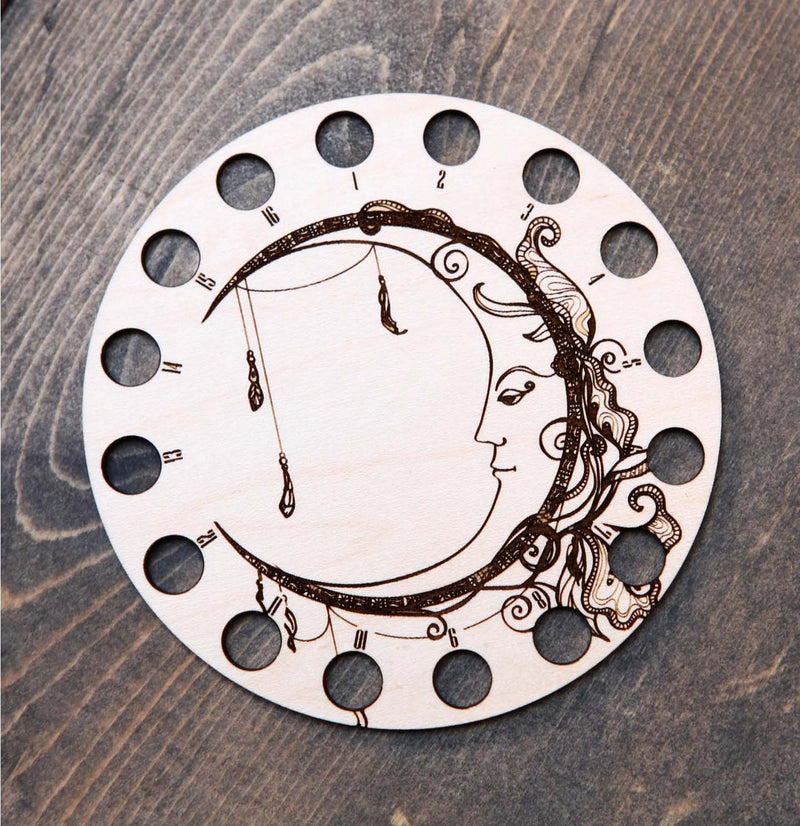 Crescent Moon Maple Wood Thread Storage Holder From Sunrise Grove