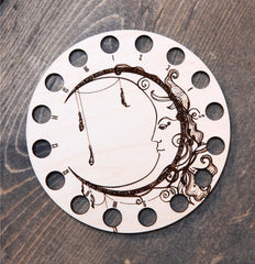 Crescent Moon Maple Wood Thread Storage Holder From Sunrise Grove
