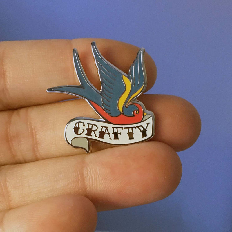 Crafty Swallow Enamel Needle Minder by Snarky Crafter Designs