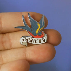 Crafty Swallow Enamel Needle Minder by Snarky Crafter Designs