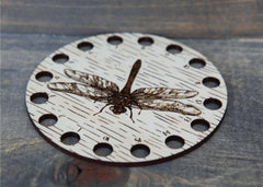Dragonfly Maple Wood Circle Thread Storage Holder From Sunrise Grove
