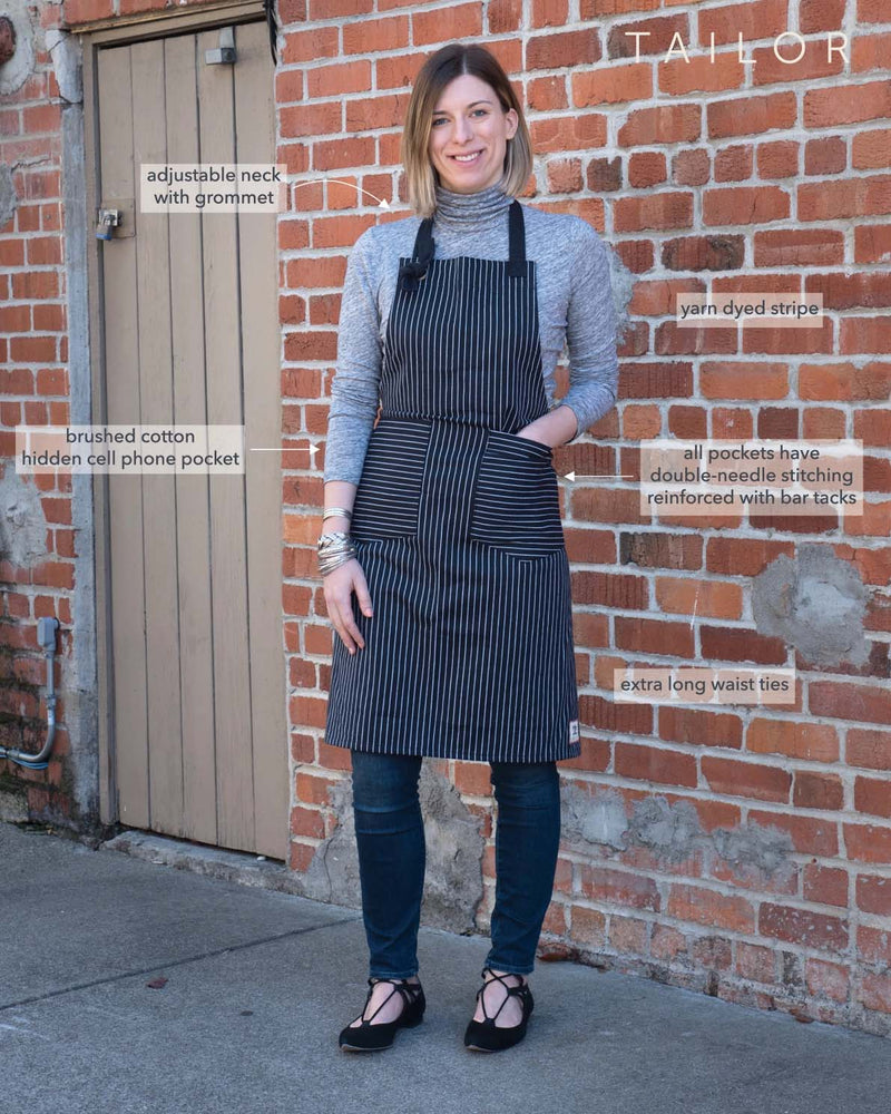 Home Tailor Aprons - Oversized, and Multi-Purpose-Pinstripe