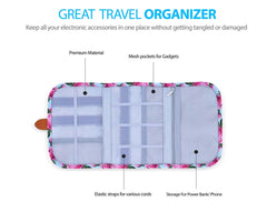 Floral Roll Bag - Travel Accessories Craft Stitcher Organizer Tidy Roll