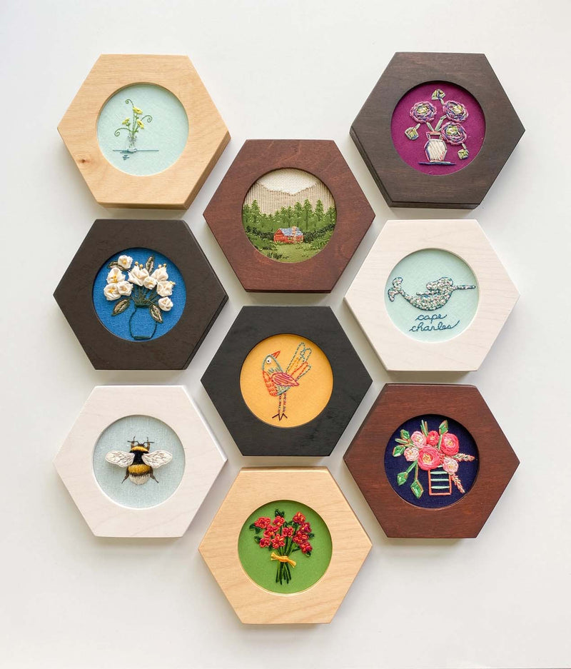 Hexagon Embroidery Hoop Frame For 4" Hoop From Modern Hoopla-White