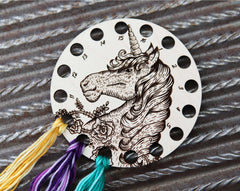 Maple Wood Unicorn Embroidery Floss Holder From Sunrise Grove