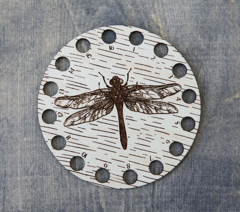 Dragonfly Maple Wood Circle Thread Storage Holder From Sunrise Grove